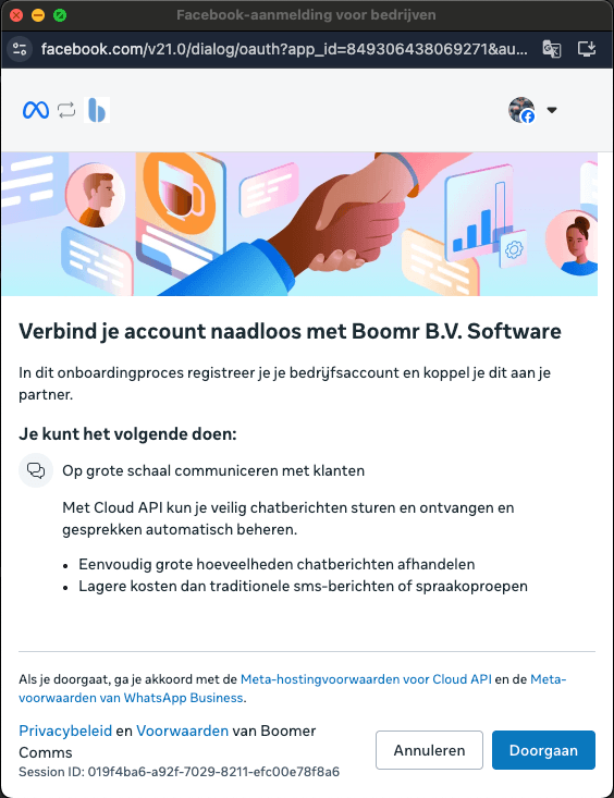 Meta onboarding: startscherm