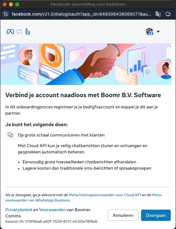 Meta onboarding: startscherm